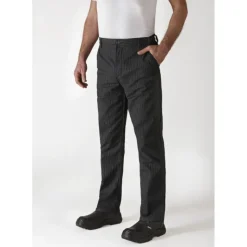Pantalon De Cuisine*ROBUR Pantalon de Cuisine Mixte Rayé Noir/Blanc TIMEO T.34