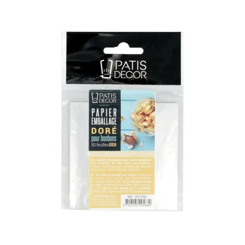 Emballage Alimentaire*PATISDECOR Papier Doré pour Emballage Bonbon Patisdécor (x50)