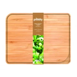 Planches À Découper*PEBBLY Planche à Découper Bambou avec Rigole 37 x 29 cm