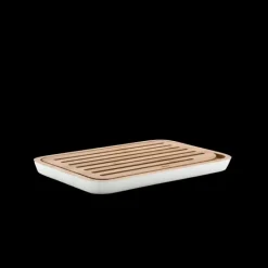 Planches À Découper*PEBBLY Planche à Pain Crème en Bambou 27 x 17 cm