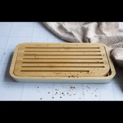 Planches À Découper*PEBBLY Planche à Pain Crème en Bambou 27 x 17 cm