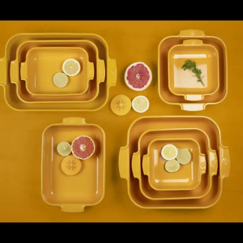 Plat De Cuisson*PEUGEOT Plat à Four Carré en Céramique Appolia 36 cm Jaune Safran