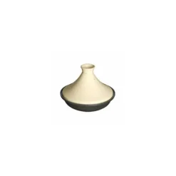 Tajines*STAUB Plat à tajine base Fonte Dôme Céramique 28 cm noir Creme