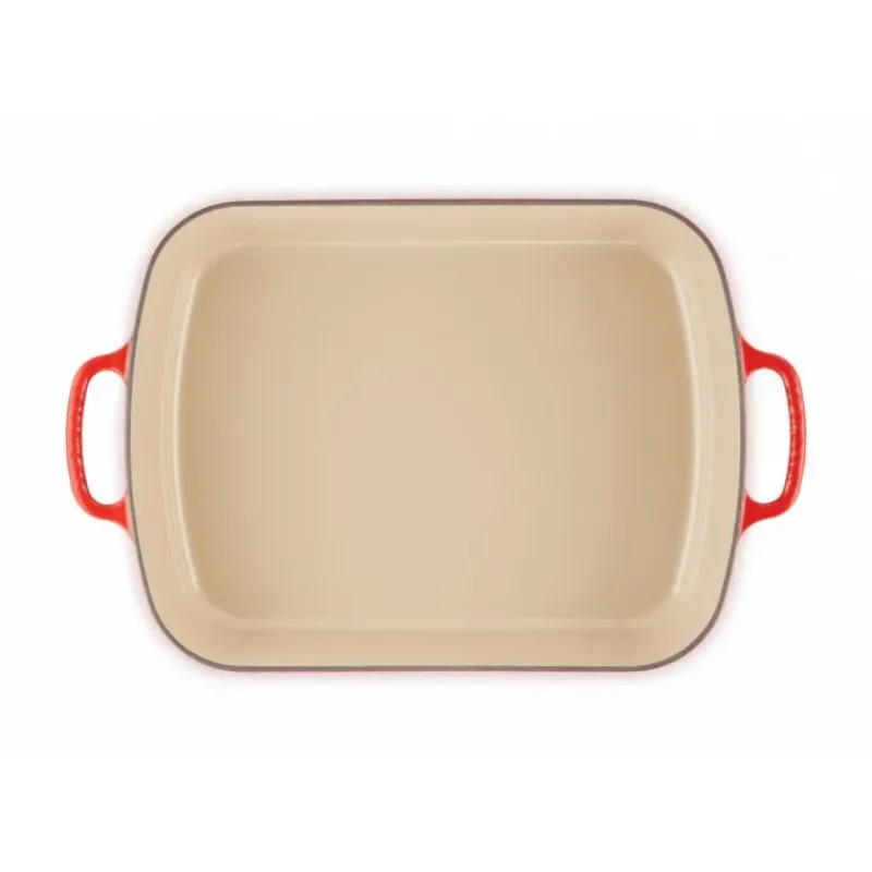 Plat De Cuisson*LE CREUSET Plat Rectangulaire en Fonte 37 cm Cerise