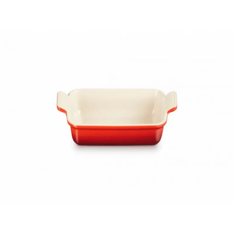 Plat De Cuisson*LE CREUSET Plat Rectangulaire Héritage en Céramique 19 cm Cerise Tradition