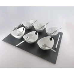 Servir, Présenter*LEBRUN Plateau 6 coupelles Jonque Blanches par