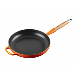 Poêles*LE CREUSET Poêle en Fonte 28 cm Volcanique avec Manche en Bois Signature