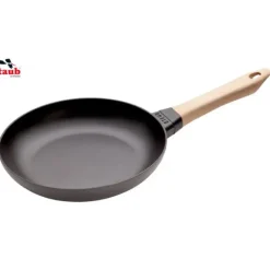 Poêles*STAUB Poêle en Fonte Noir 24 cm Manche Bois