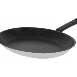 Poêles*CRISTEL Poêle Ovale Mutine Ø 35 cm Manche Fixe Anti-Adhésive Inox