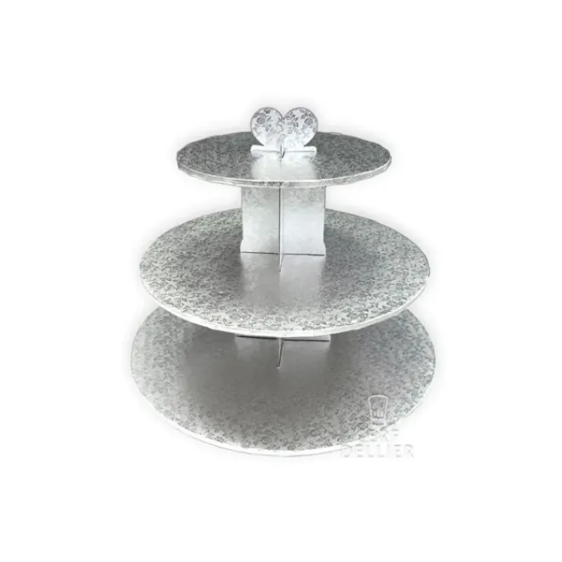 Présentoirs Pour Gâteaux*GATODECO Présentoir Argenté Cupcakes 3 Etages Ronds Gatodéco