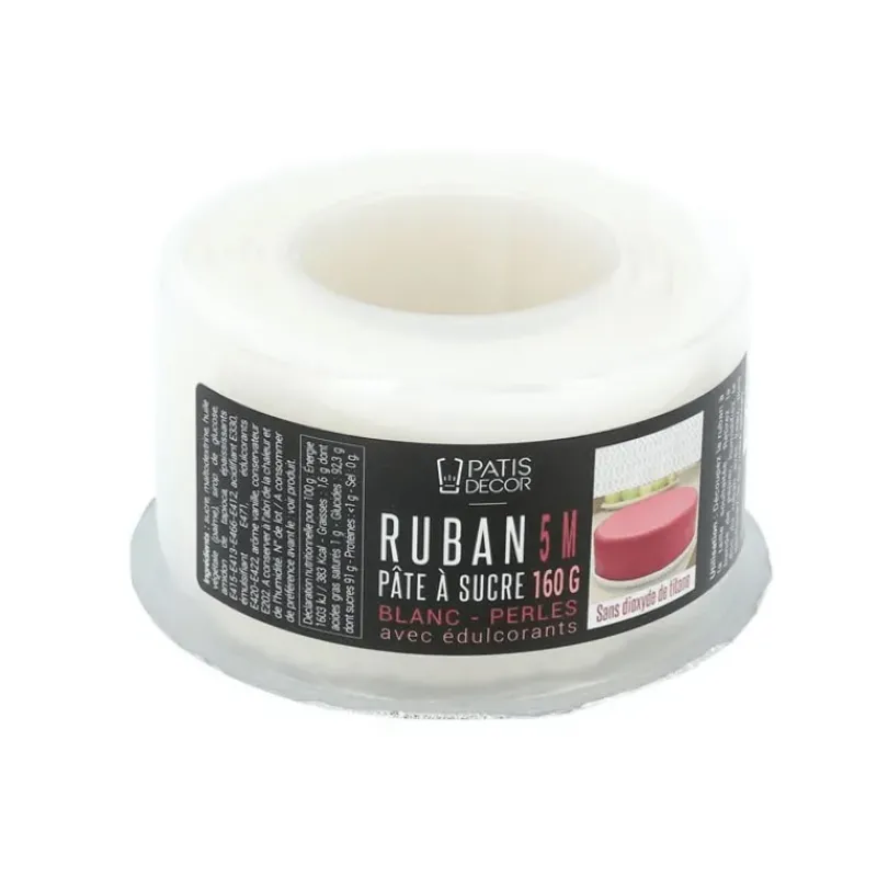 Décoration Comestible*PATISDECOR Ruban Pate à Sucre Perles 1,25 m x H 1,5 cm (x4) Patisdécor