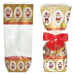 Emballage Alimentaire*CUISINEADDICT Sachet Confiserie Doré 12x26cm Père-Noël (x100)