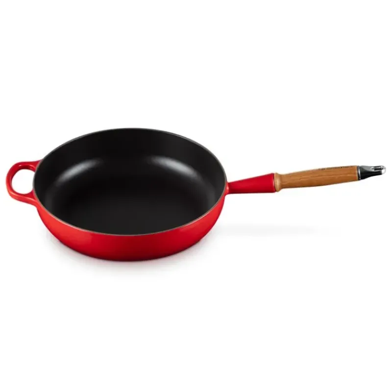 Sauteuses*LE CREUSET Sauteuse en Fonte 28 cm Cerise avec Manche en Bois Signature
