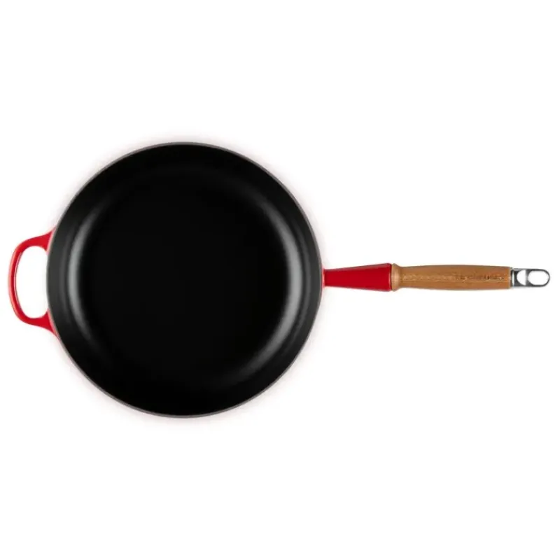 Sauteuses*LE CREUSET Sauteuse en Fonte 28 cm Cerise avec Manche en Bois Signature
