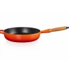 Sauteuses*LE CREUSET Sauteuse en Fonte 28 cm Volcanique avec Manche en Bois Signature