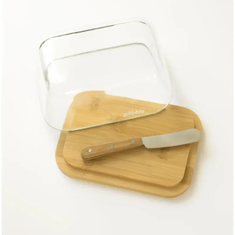Servir, Présenter*PEBBLY Set Beurrier en Verre et Bambou