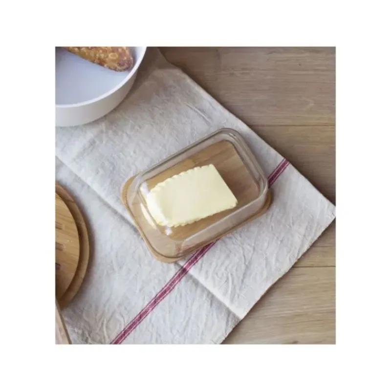 Servir, Présenter*PEBBLY Set Beurrier en Verre et Bambou