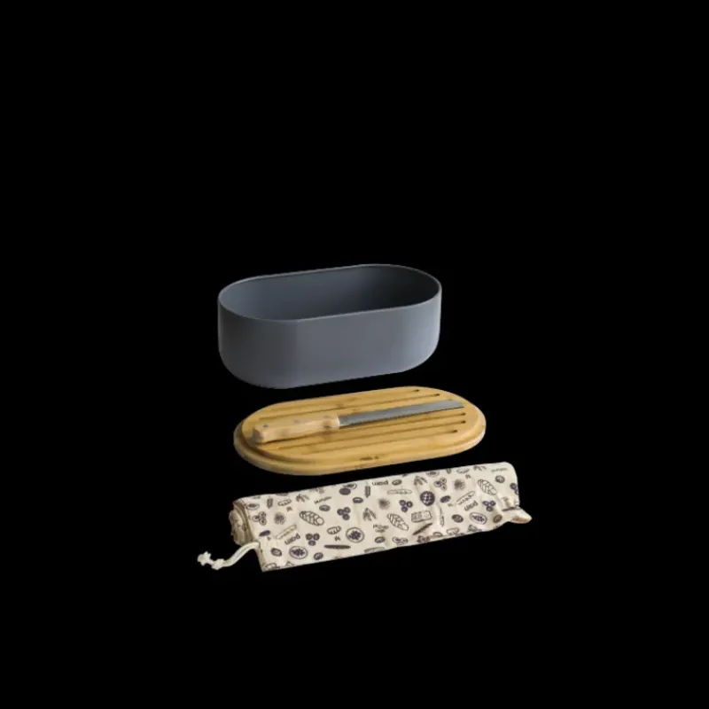 Sac En Tissu|Conservation*PEBBLY Set Boîte à Pain Ardoise Métal et Bambou 4 Pièces