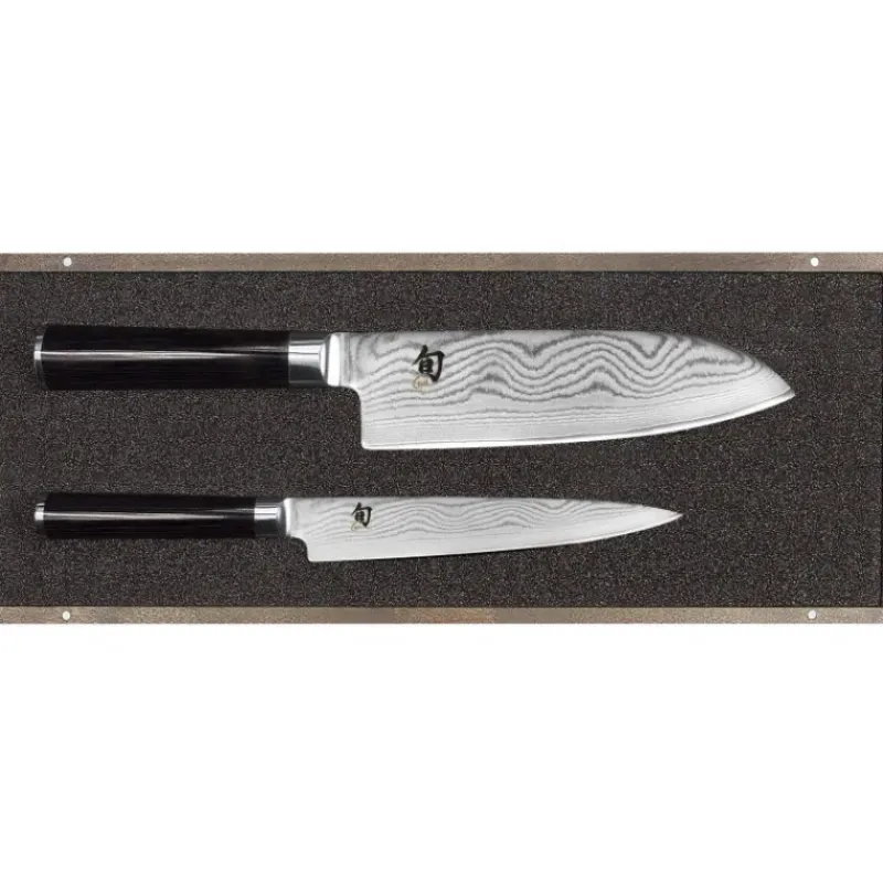 Couteau Santoku|Couteau Japonais*KAI Set Couteau Santoku et Couteau Universel Shun Classic Damas