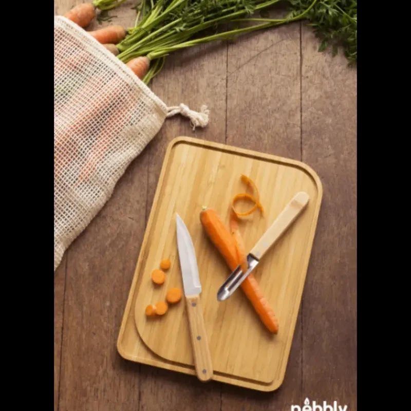 Planches À Découper*PEBBLY Set Planche à Découper Bambou 4 Pièces