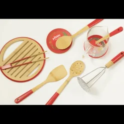 Spatules*PEBBLY Spatule de Cuisine Bambou 30 cm Rouge