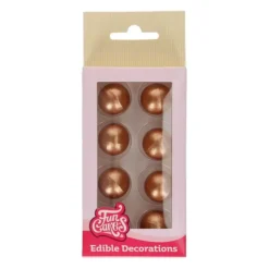 Décoration Comestible*FUNCAKES Sphère en Chocolat Bronze 2 cm (x8)