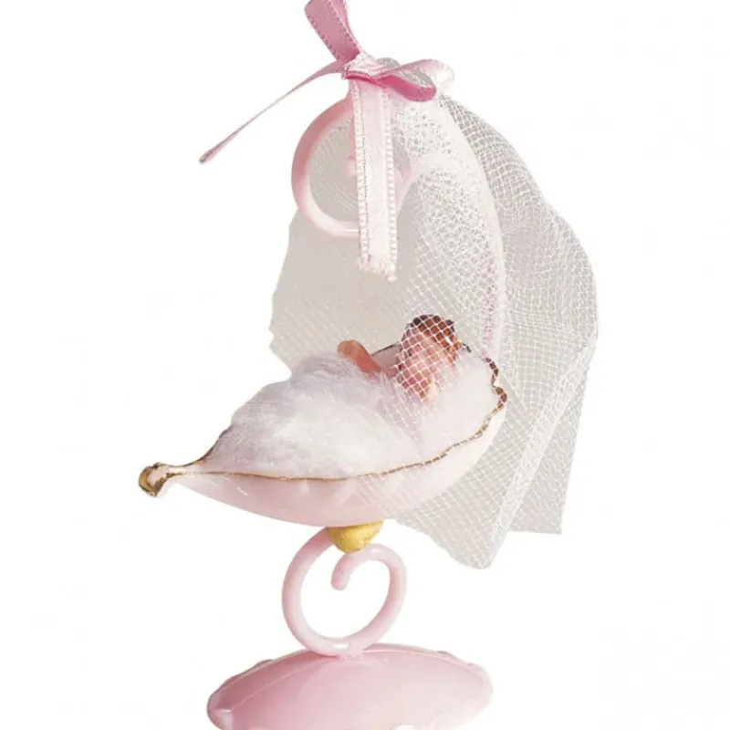 Décoration Gâteau*NORDIA Sujet bapteme Fille Berceau Rose 10 cm