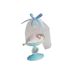 Décoration Gâteau*NORDIA Sujet bapteme Garçon Berceau Bleu 10 cm