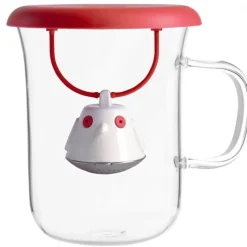 Vaisselle*CUISINEADDICT Tasse à Thé avec Infuseur et Couvercle Rouge 400 ml QDO
