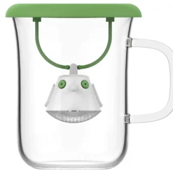 Vaisselle*CUISINEADDICT Tasse à Thé avec Infuseur et Couvercle Vert Botanique 400 ml QDO