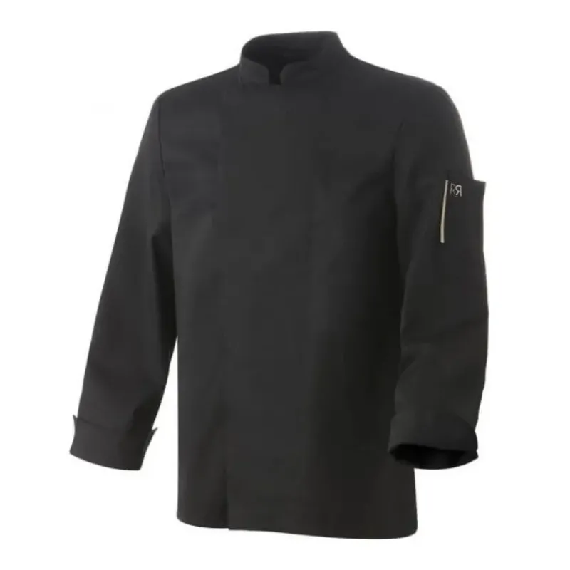 Veste De Cuisine*ROBUR Veste de Cuisine Mixte Noire Parement NERO T.6 manches longues